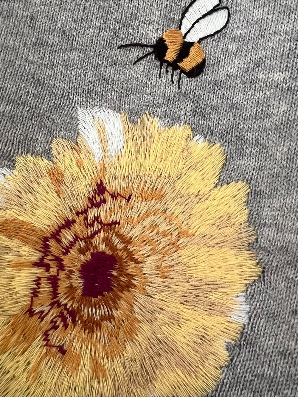 Womans Coldwater Creek 100% Cotton Sweatshirt Embroider Rabbit Sunflower Bee XL - Picture 3 of 11